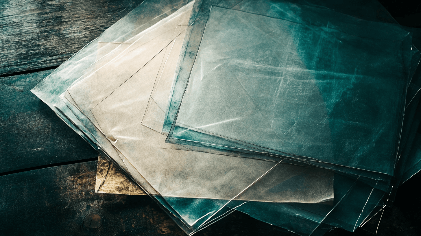 Layered translucent sheets suggesting evidence, boundaries, and framework architecture.